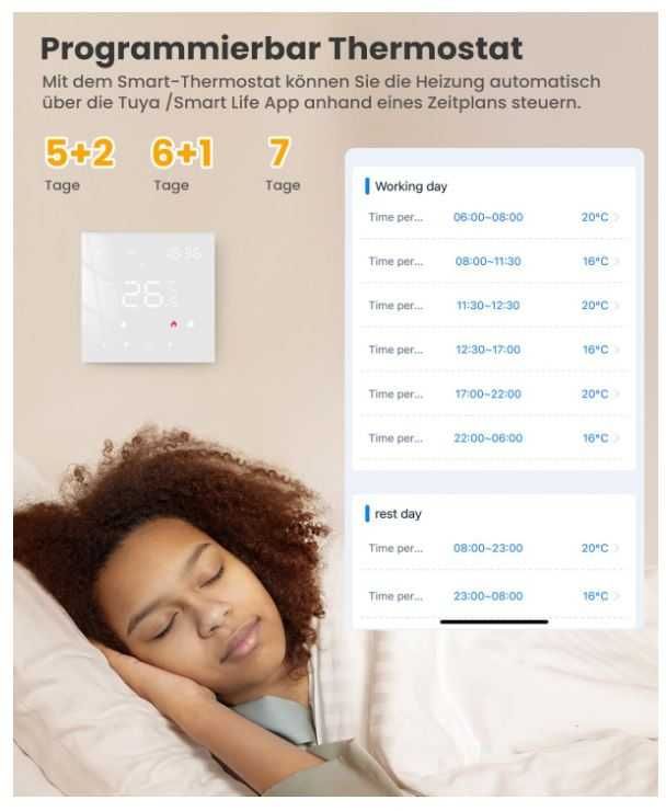 Inteligentny termostat Wifi MIUCDA WT400-3A-W sterowanie kotłem/wodne