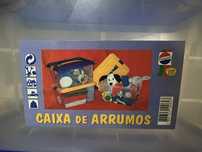 Conjunto de caixas de arrumacao com tampa azul ou amarela