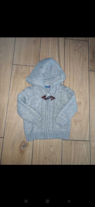 Bluza ciepła jesienna chłopięca sweter z kapturem Lupilu niemowlęca