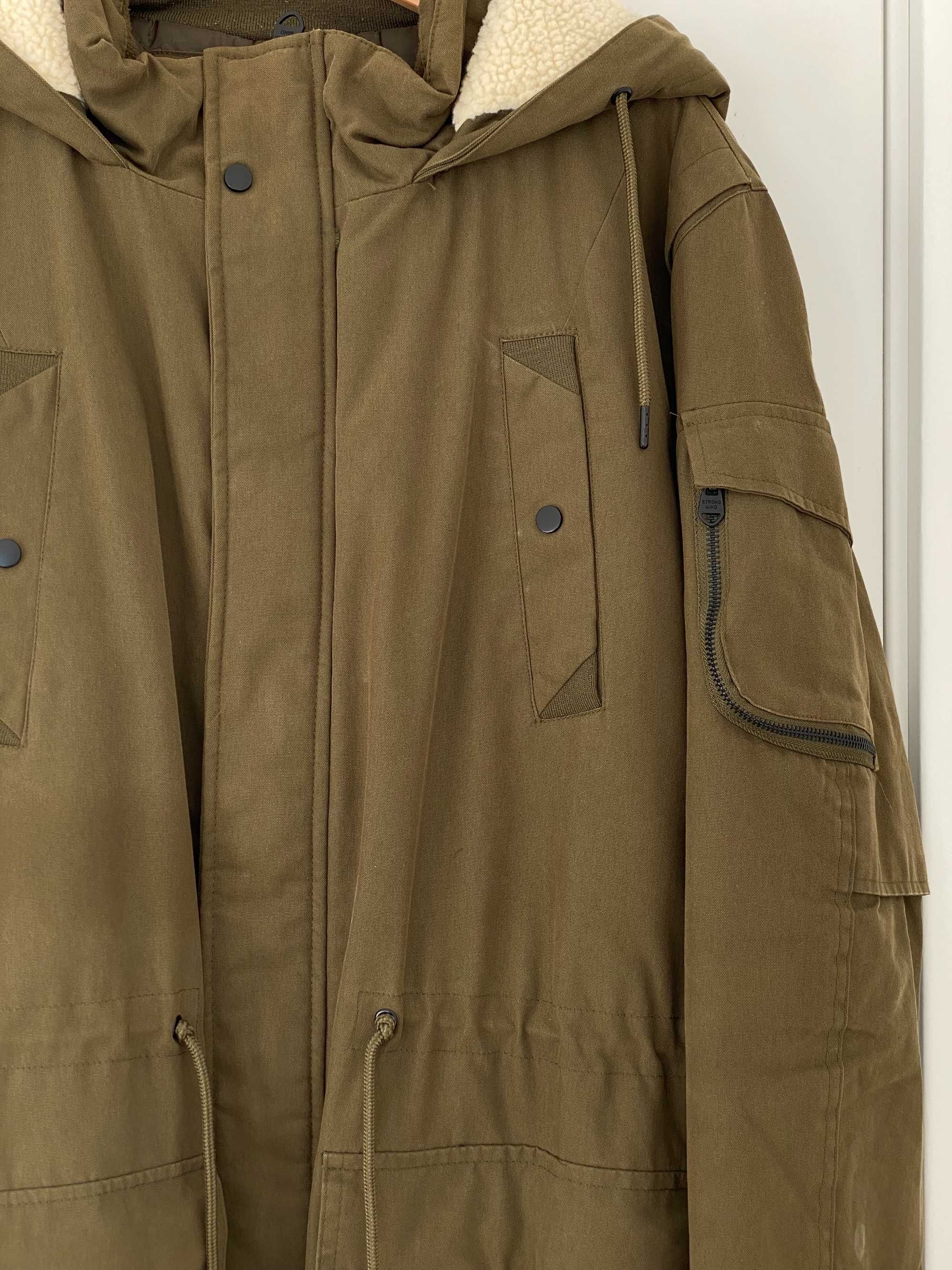 Casaco | Sobretudo | Parka muito quente da Bershka (Cor: verde seco)