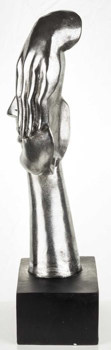 Srebrna figurka maska twarz zasłonięta dłońmi ozdoba na prezent 139219