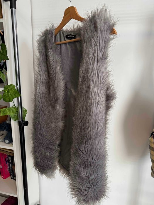 Futrzana kamizelka bezrękawnik w szarym kolorze r. S