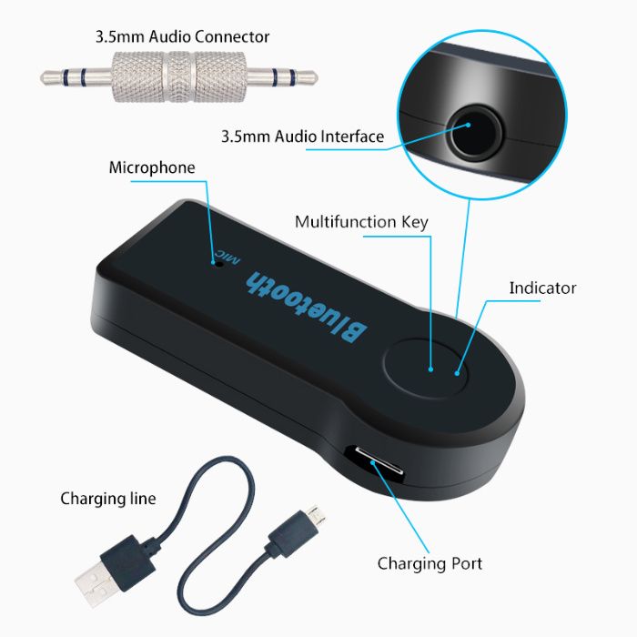 Приемник Bluetooth AUX адаптер Car Kit mp3 Receiver блютуз 3.5мм аукс