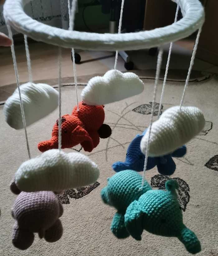 duża (68cm) kolorowa karuzela na szydełku handmade