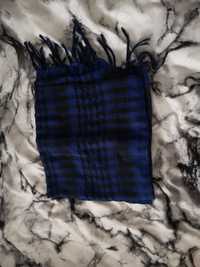 Niebiesko-czarny szalik w kratkę