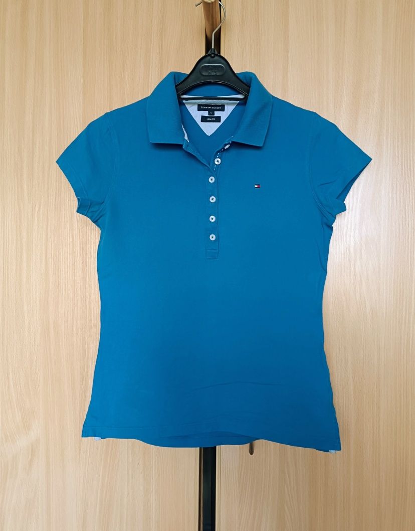 Tommy Hilfiger roz S damska bluzka koszulka polo, t-shirt kołnierz