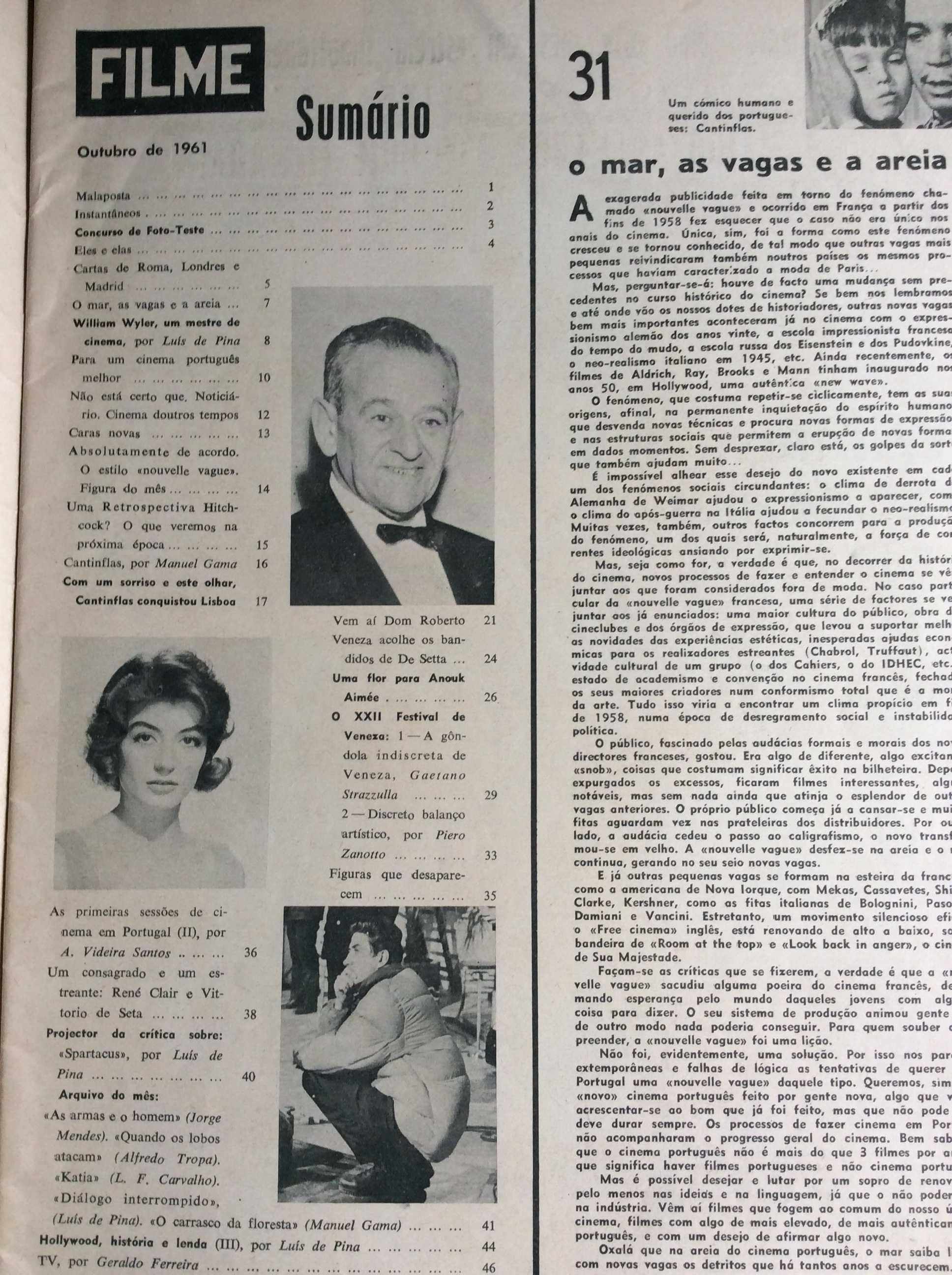 Filme, Revista Mensal de Cinema, Outubro de 1961