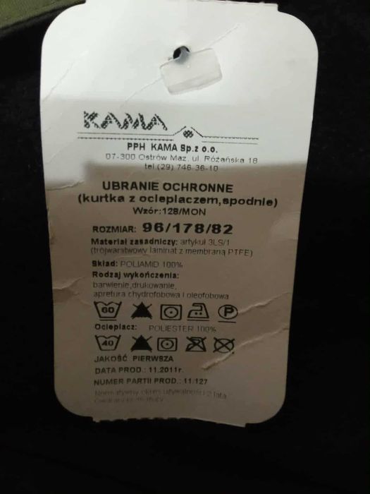 Ubranie ochronne Gore Tex