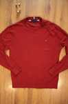 Sweter Tommy Hilfiger r. XL bawełna kaszmir dł. rękaw czerwony