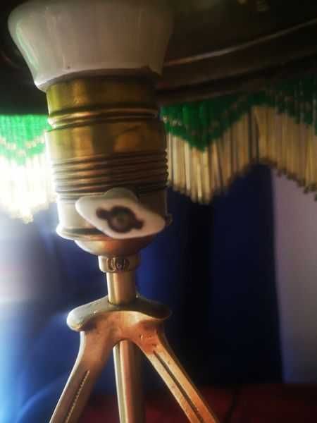 Lampa Secesja wiedeńska mosiężna z kryształkami