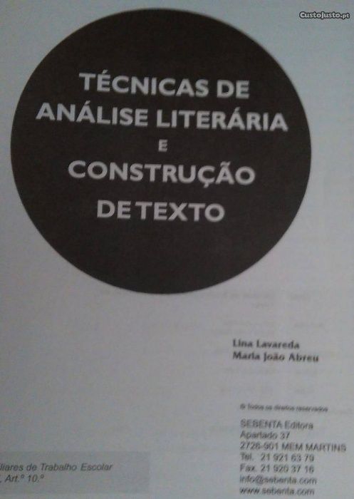 Sebentas Português Construção Texto Análise Literária