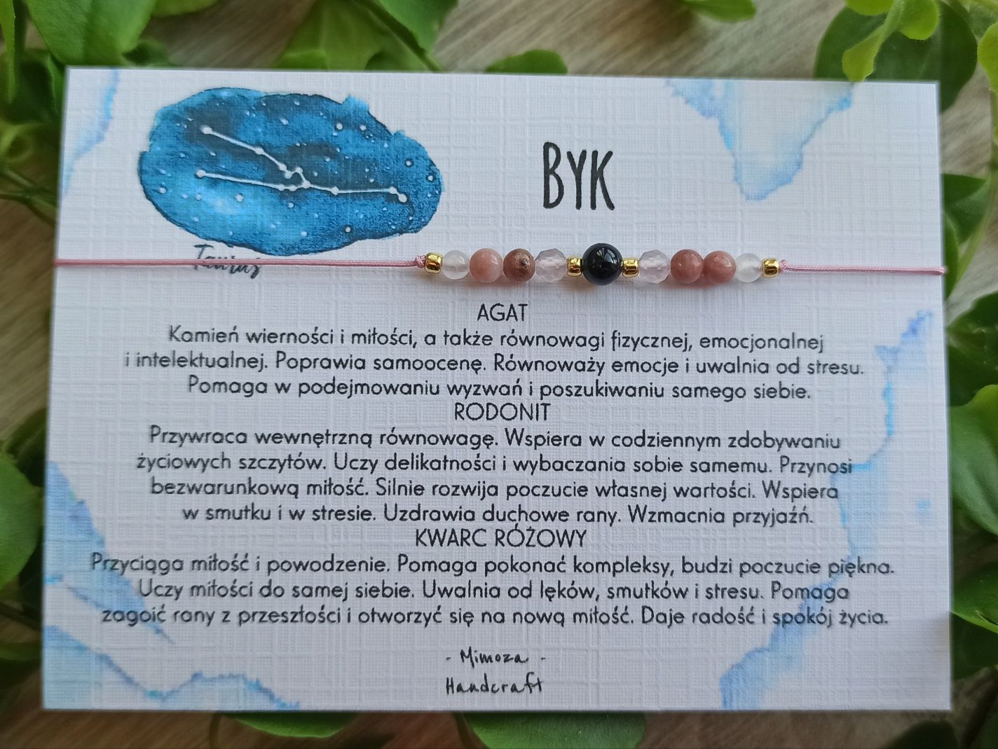 Byk bransoletka na szczęście, kamienie amulet