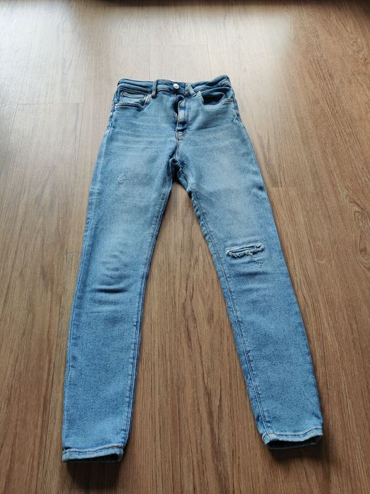 Calças de ganga, xadrez Zara, Stradivarius, 36, 38, 40
