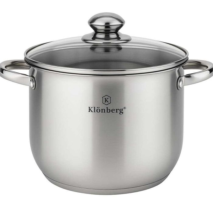 Duży Garnek Stalowy Gastronomiczny Kociołek Srebrny 32 CM 20 L