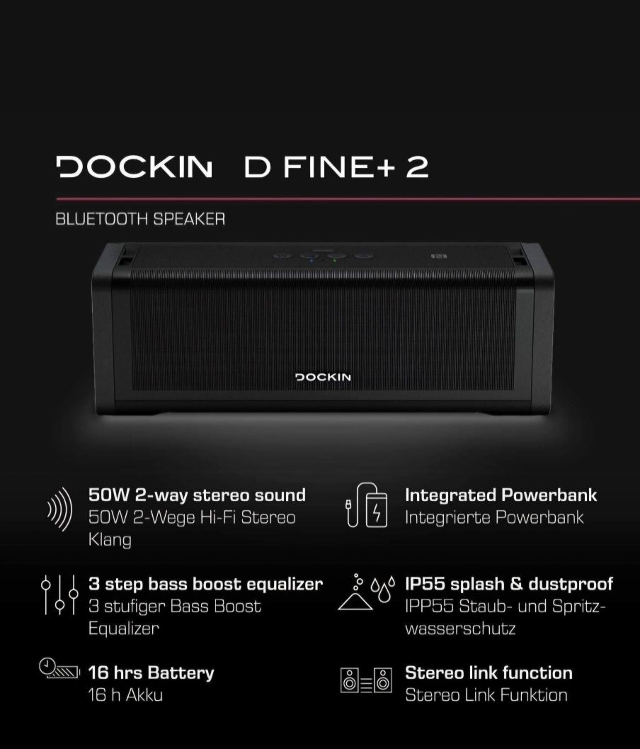 Głosnik bluetooth Dockin D fine 2 + plus 50w RMS