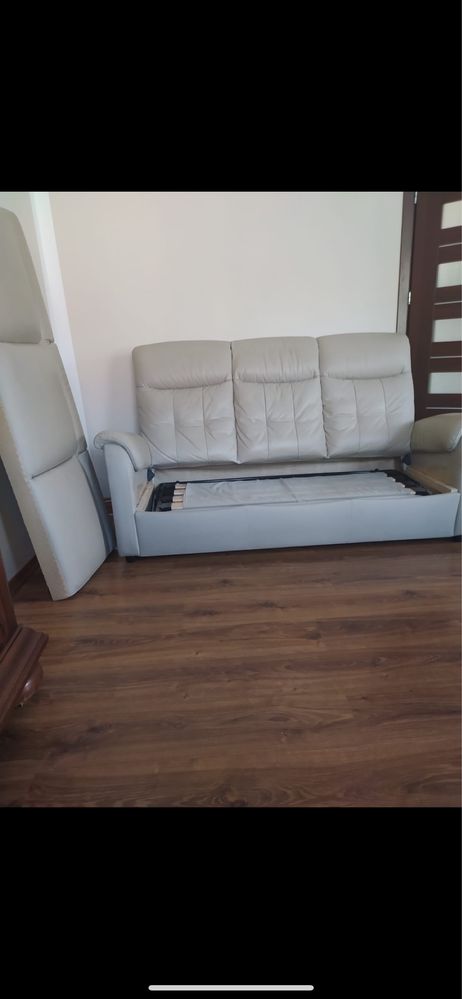 Sofa skórzana 3 osobowa  kanapa funkcja spania szara lubuskie