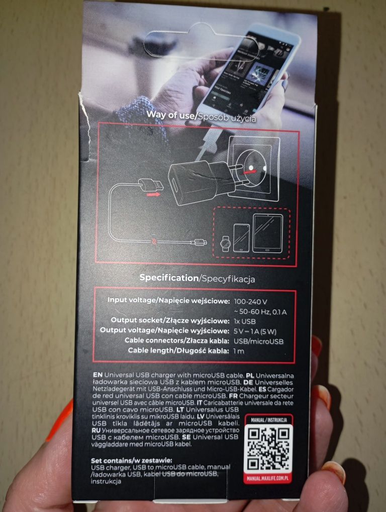 NOWA ładowarka sieciowa USB typu B