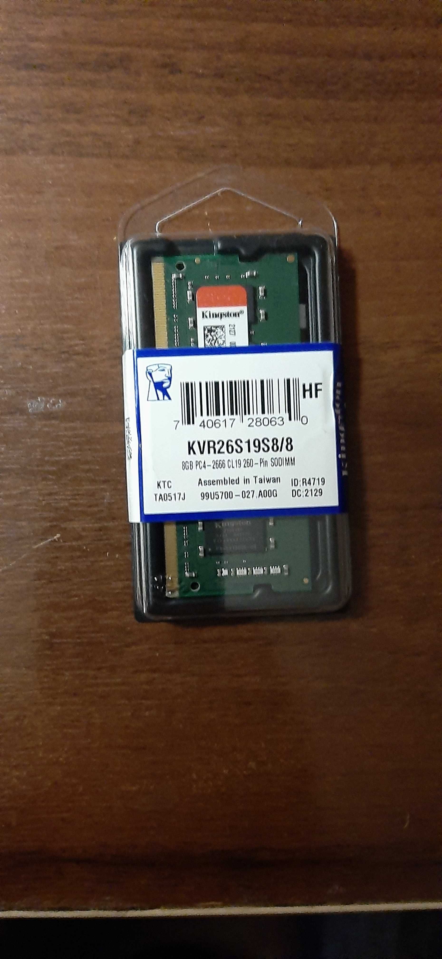 Пам'ять Kingston 8 GB SO-DIMM DDR4 2666 MHz (KVR26S19S8/8)
