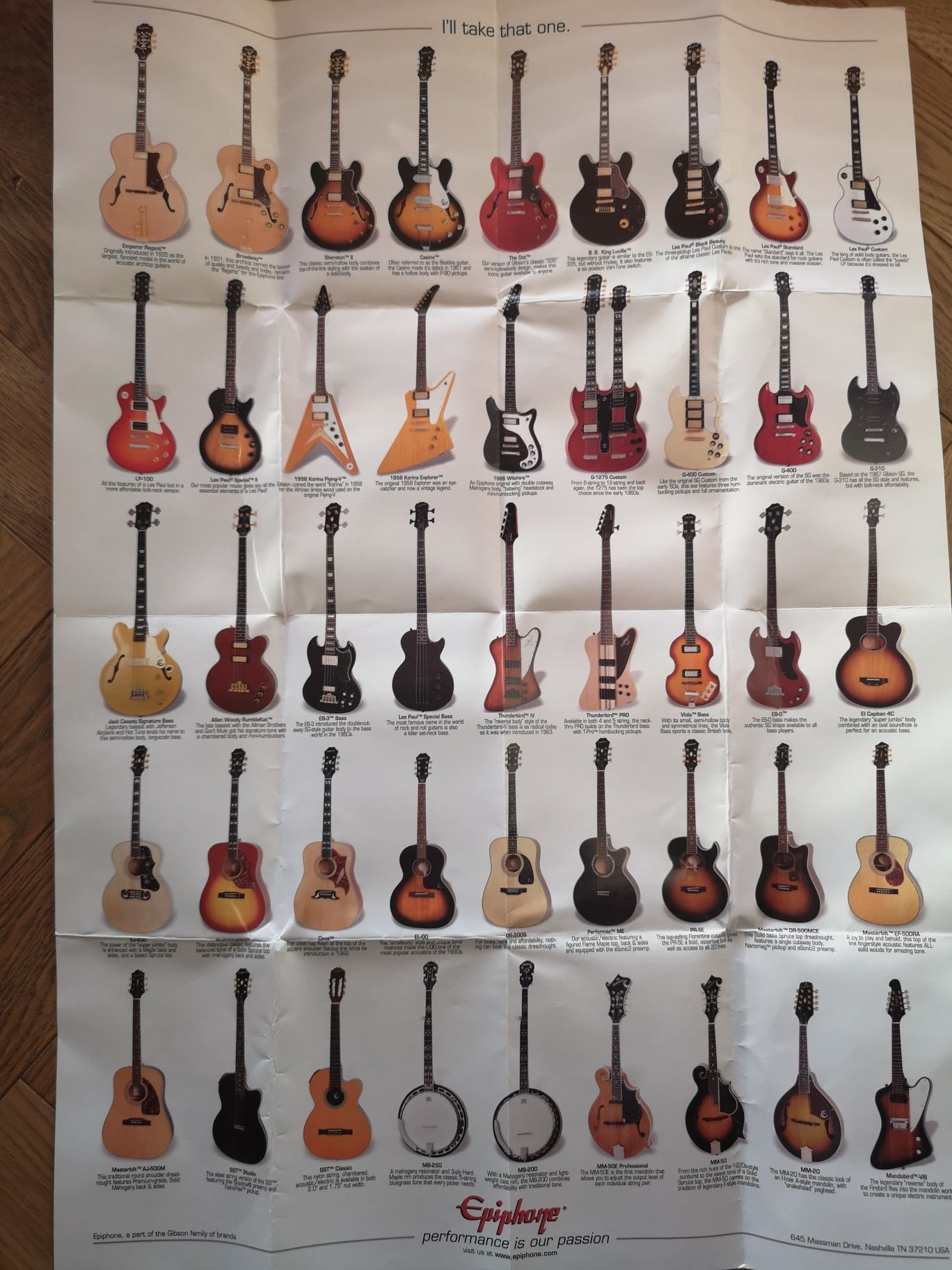 Plakat Epiphone gitary 62x43 cm