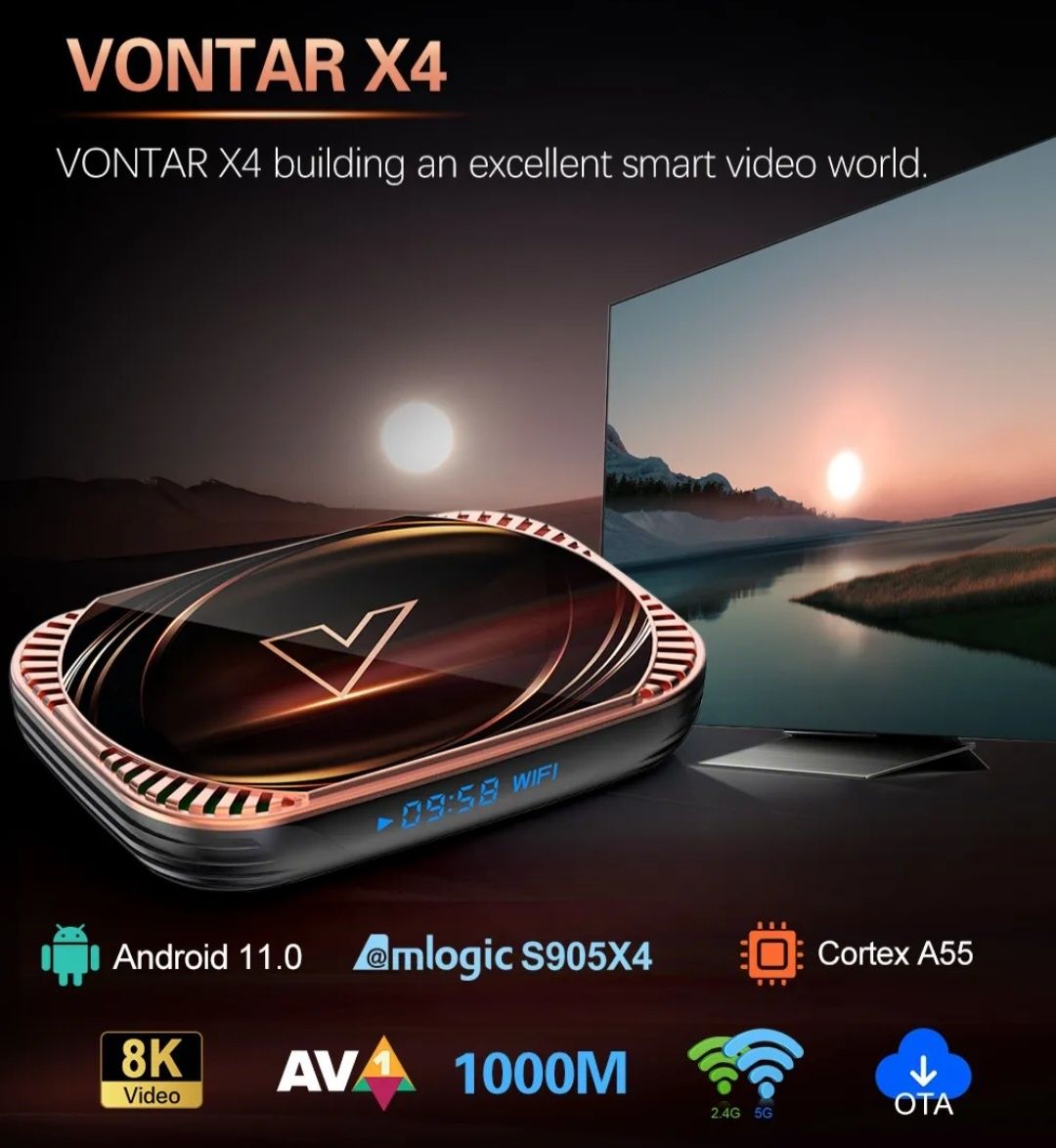 (НОВЫЙ) Смарт ТВ приставка Vontar Х96 Max+ 4 _64/128Gb Amlogic S905X4