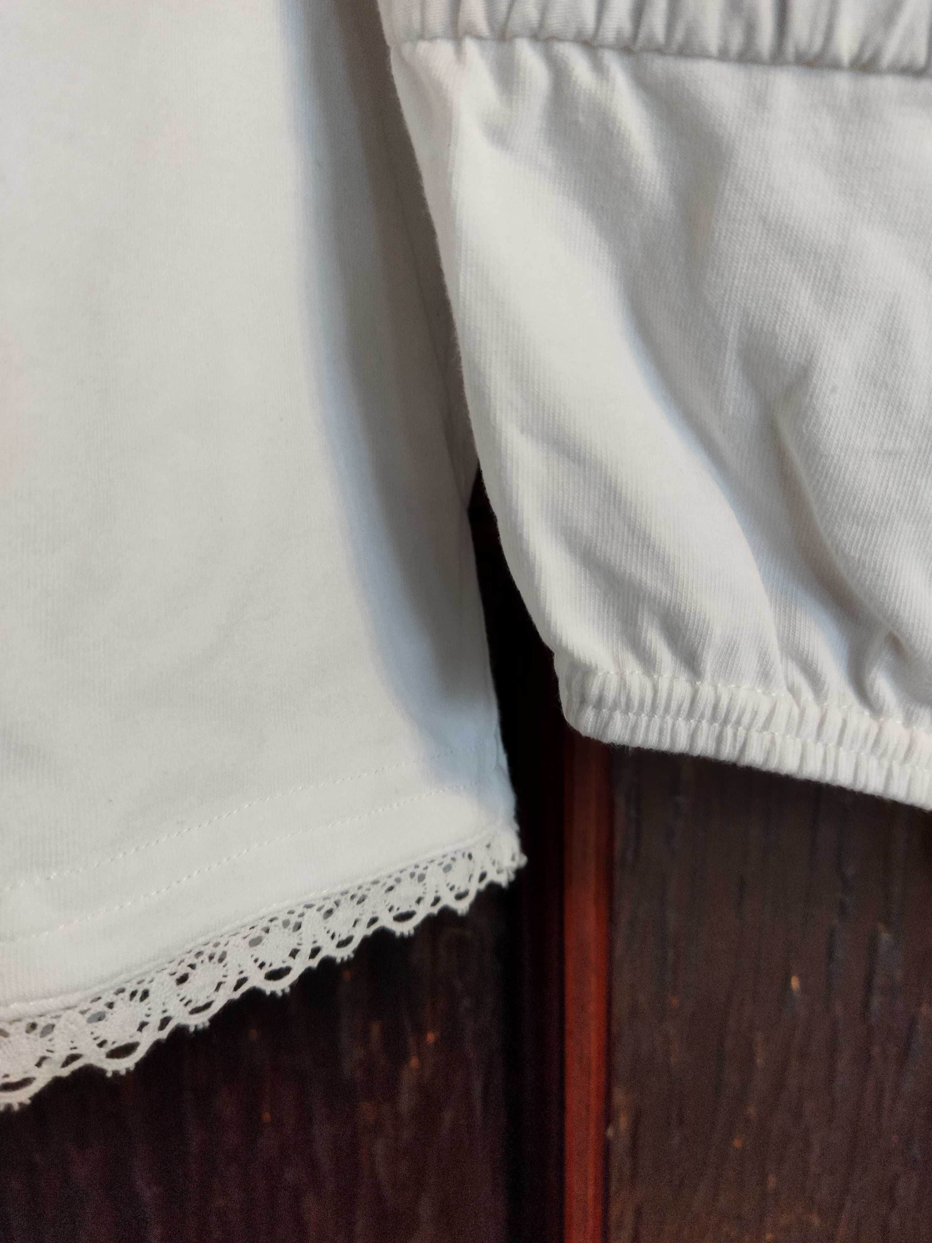 Bluzka body 50 NOWE cudowne Bonprix białe koronka bawełna koszula