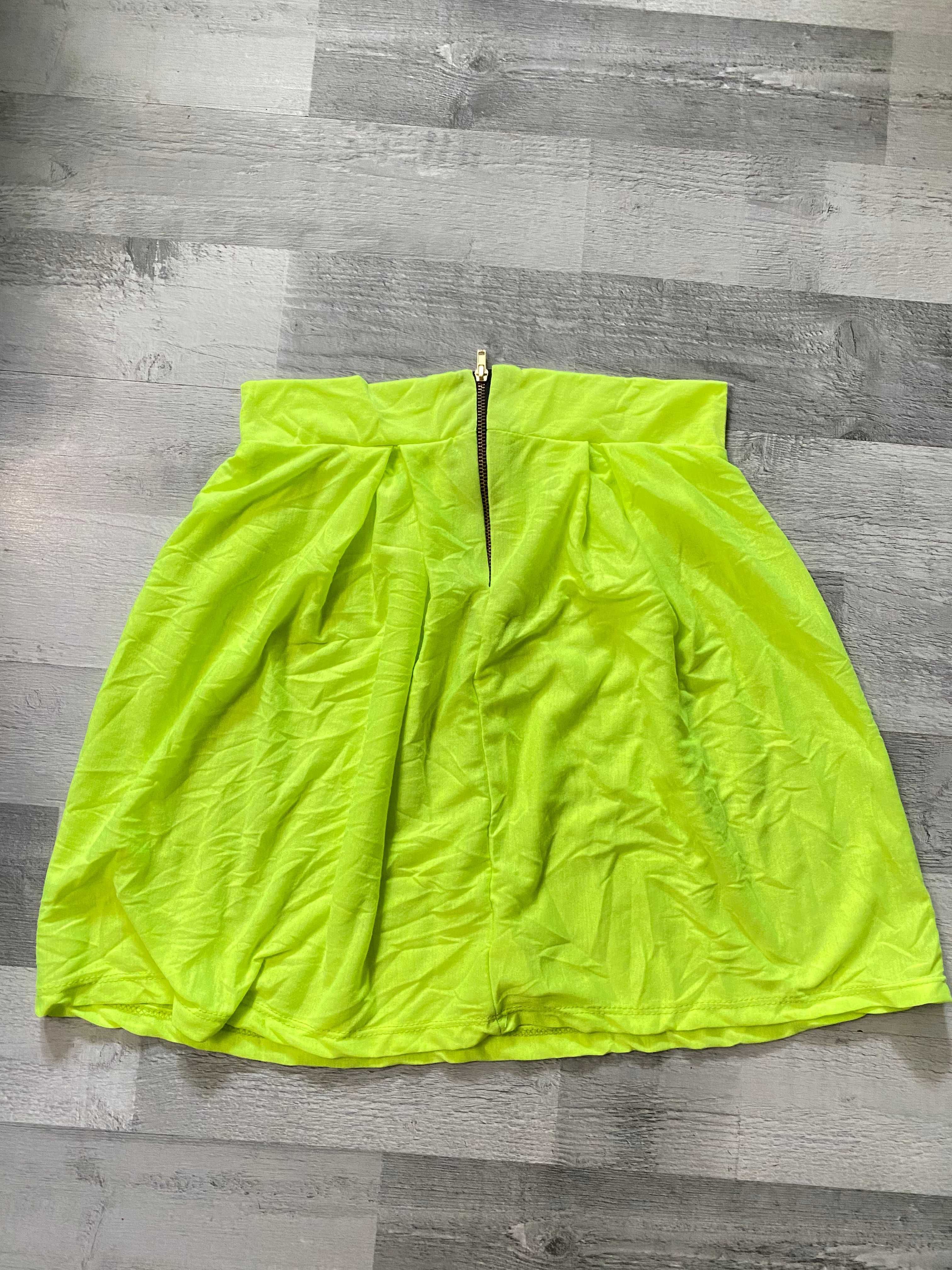 Neonowa spódnica spódniczka zielona neon z zamkiem zwiewna lekka S