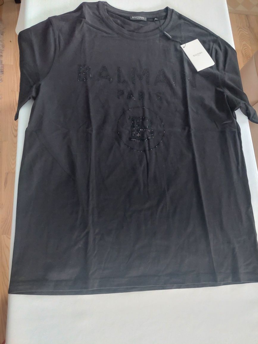 Koszulka T-shirt Balmain oryginalna z papierową metką duża XL okazja