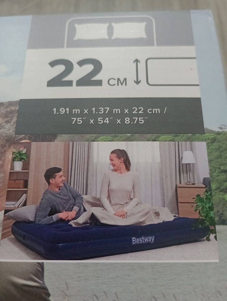 Materac dmuchany 2 osobowy flokowany nowy