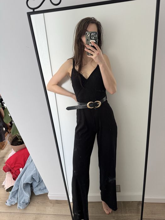 Kombinezon czarny miss selfridge z paskiem
