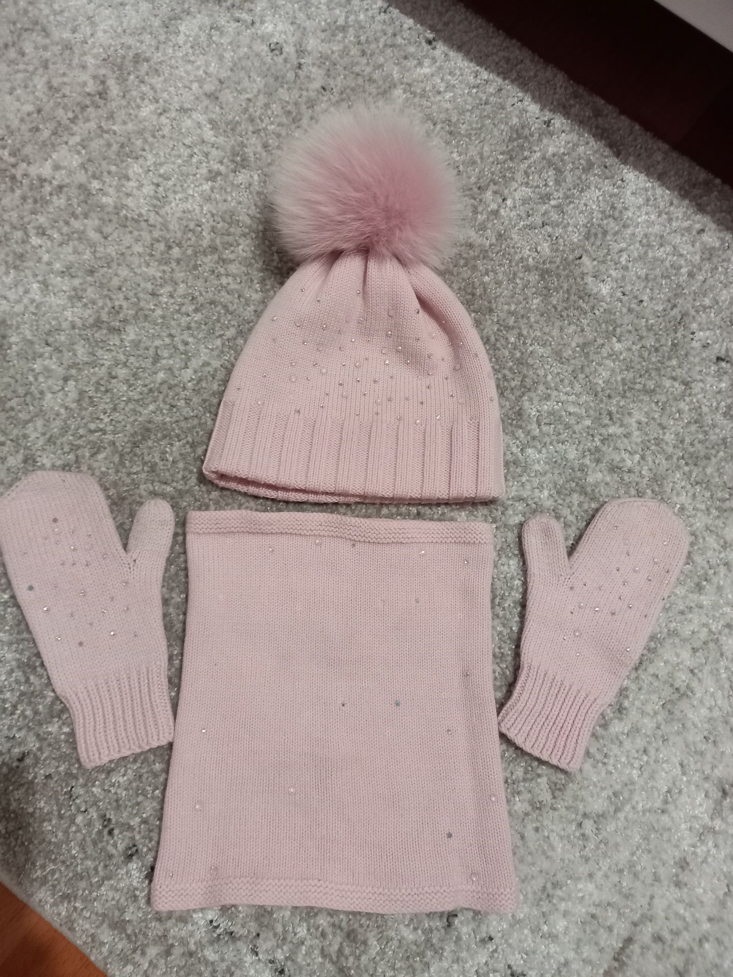 Набір меринос шапка, снуд, рукавички на 5-8 років.
