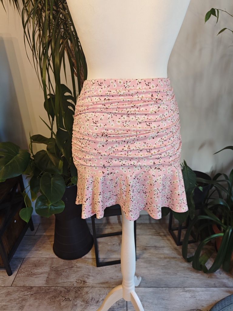Spódnica różowa w kwiaty retro vintage lata 90