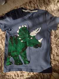 T-shirt, cekiny dwustronne, dinozaur. H&M rozm 110/116