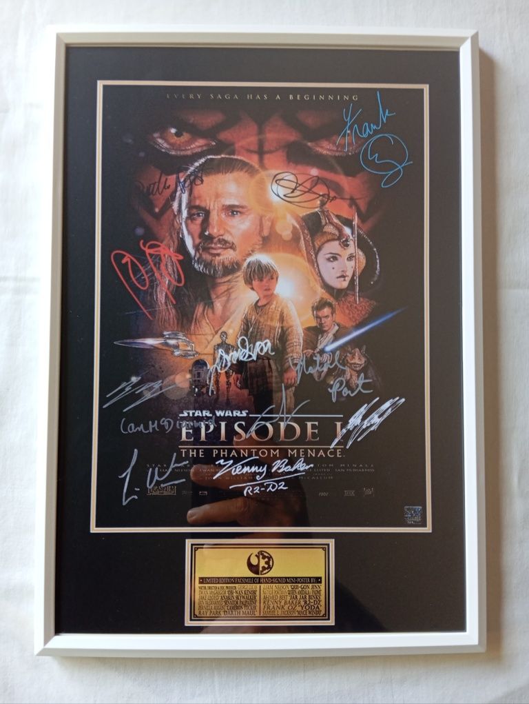 Moldura Filme Star Wars The Phantom Menace I com Autógrafos (A4)