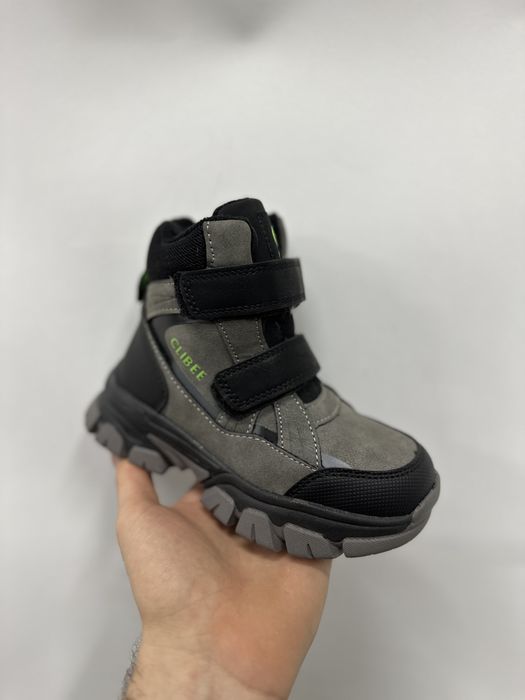 Черевики зимові на хлопчика 27-32, сірі ботинки на овчині хайтопи