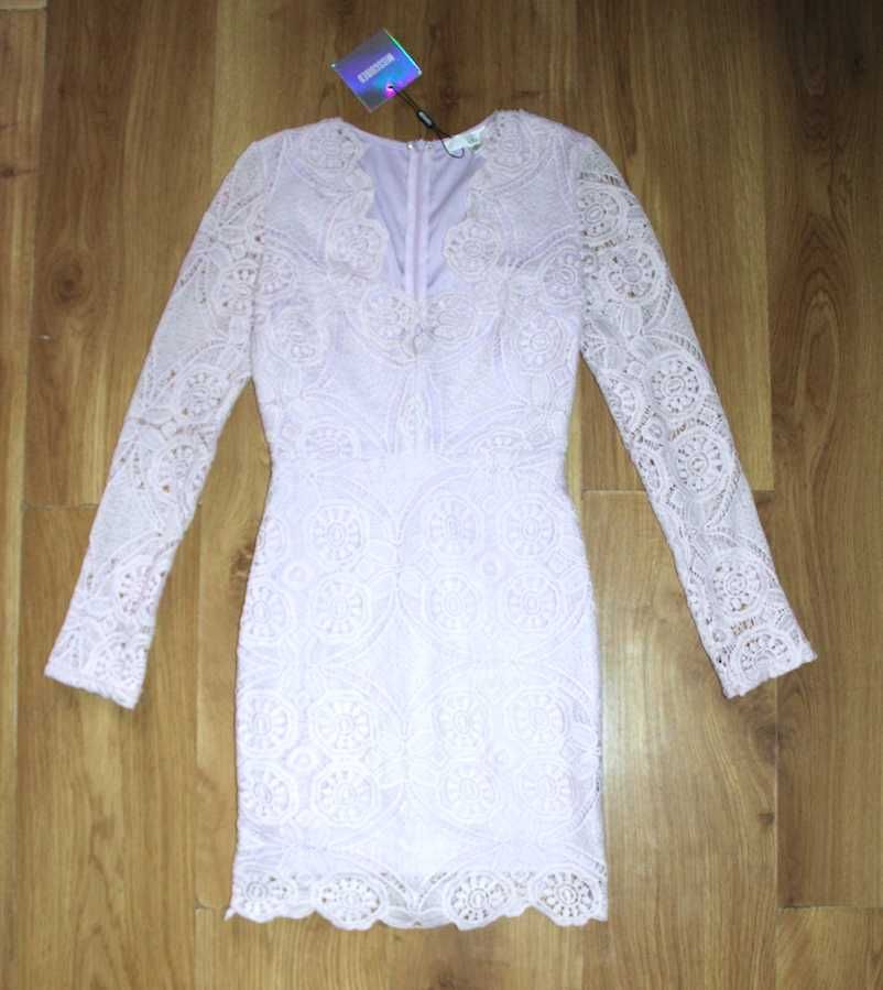sukienka MISSGUIDED koronka koronkowa 34 xs 36 s fiolet róż fioletowa