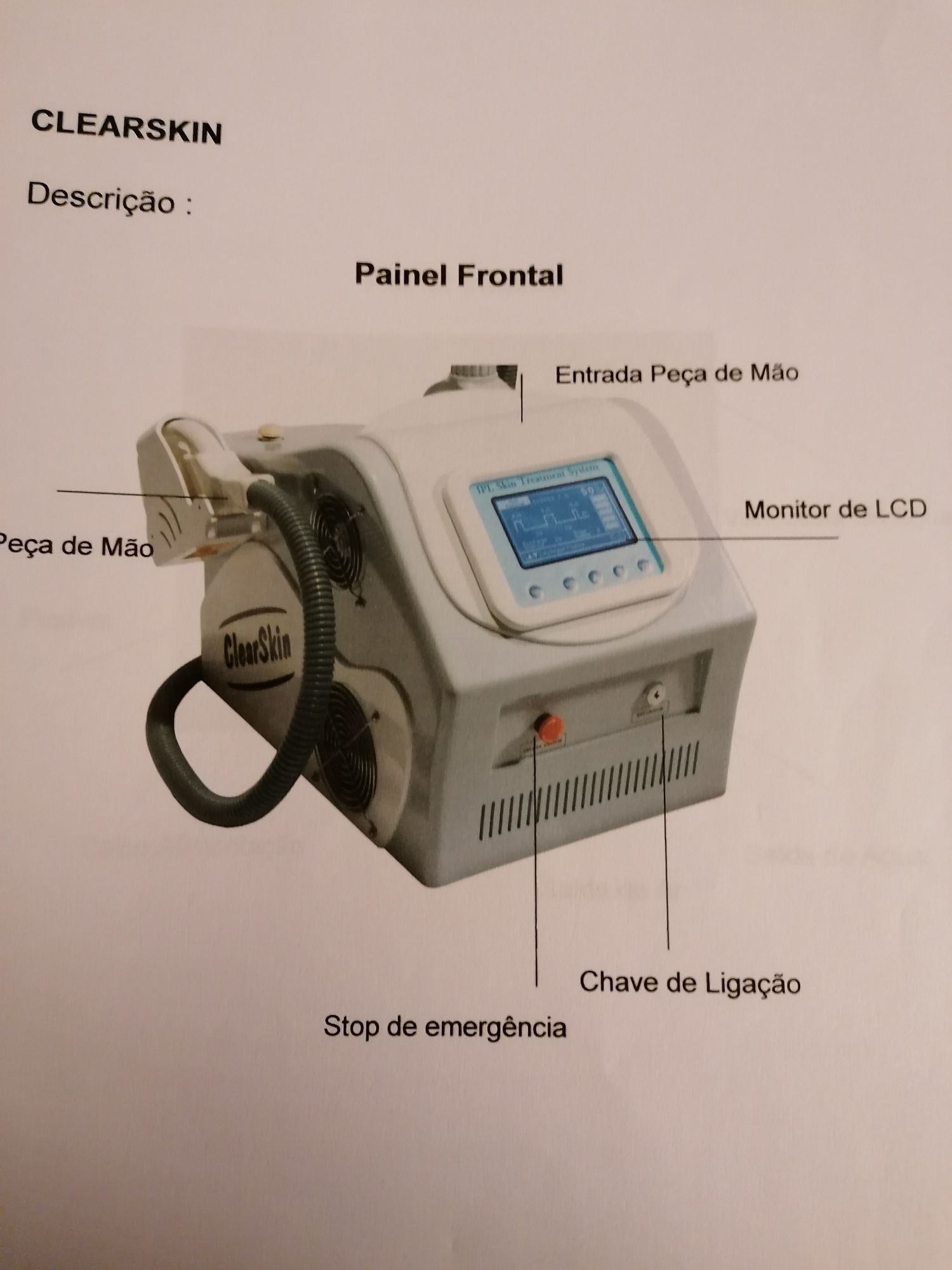 Aparelho IPL para eliminação de pelos e fotorejuvenescimento