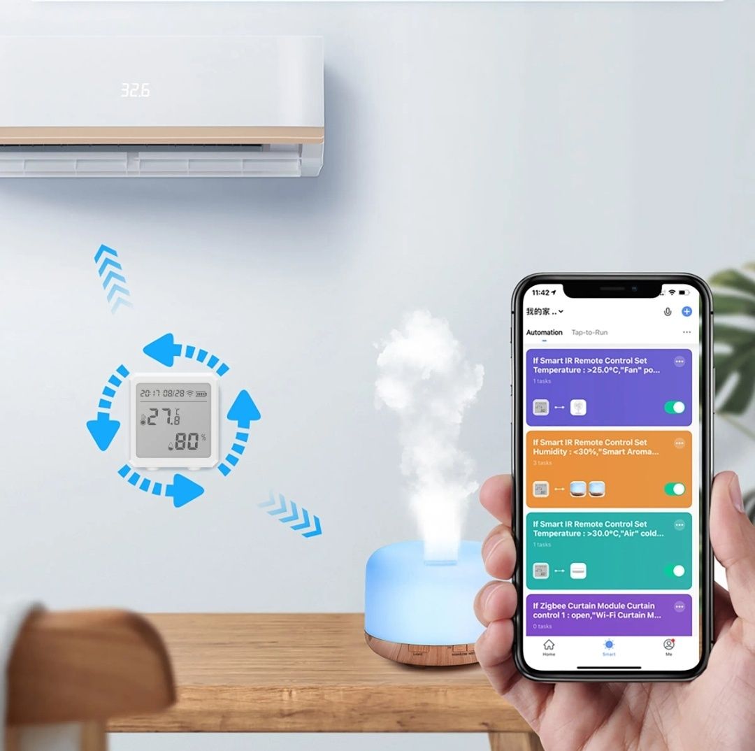 Датчик температури та вологості WiFi з дисплеєм Tuya (TH01W)