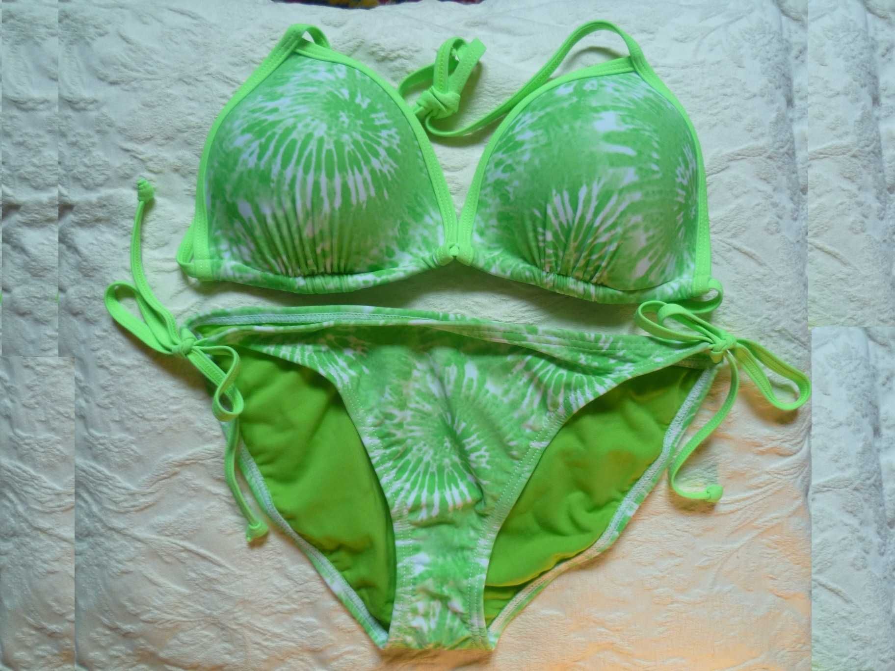 RAINBOW zielono-białe bikini 40/80A