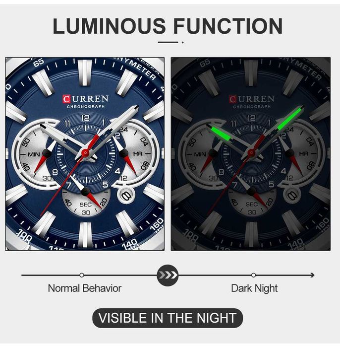Zegarek męski duży chronograf datownik sportowy Curren bransoleta stal