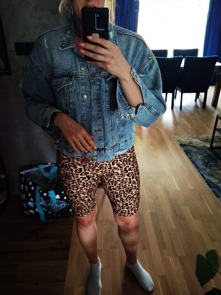 Katana jeansowa  oversize z przetarciami