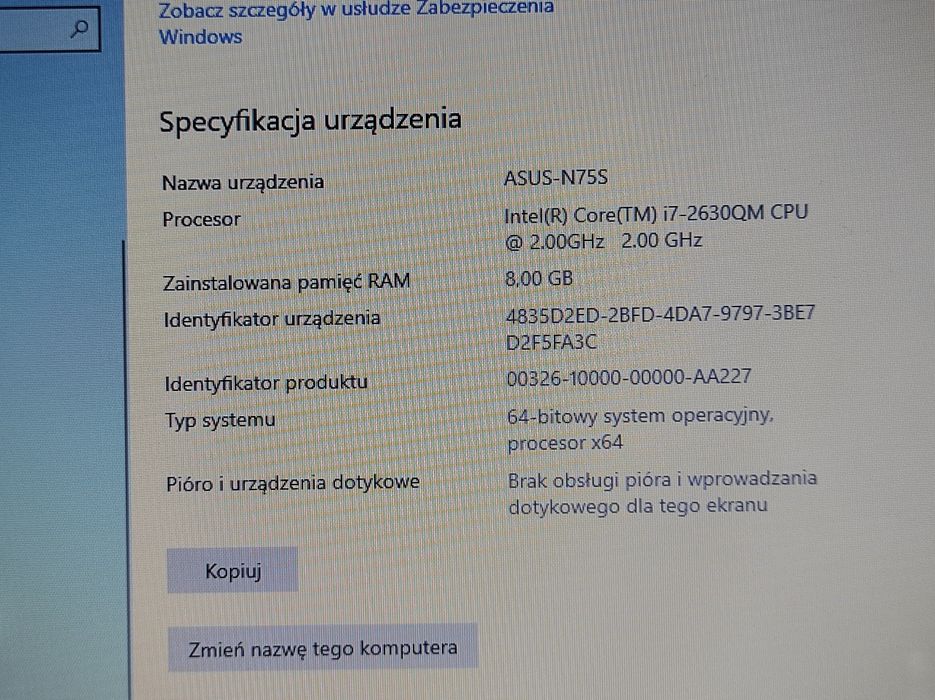 Laptop multimedialny Asus N75S 17" 1920x1080 8 Gb RAM, 750 GB HDD, GeF