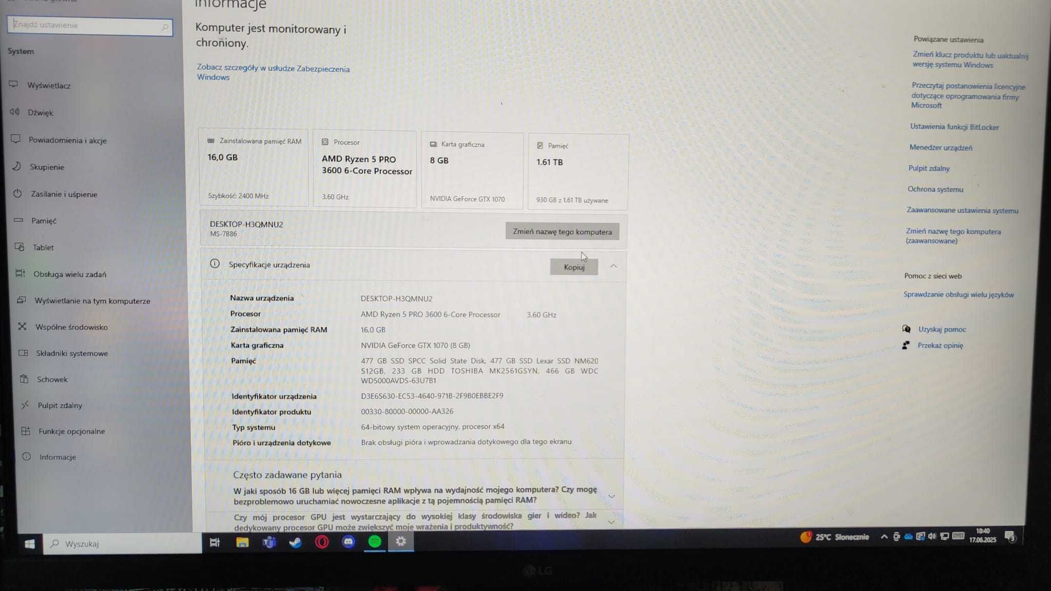 Komputer do gier – Ryzen 5 3600 | GTX 1070 | 16 GB RAM | SSD + HDD