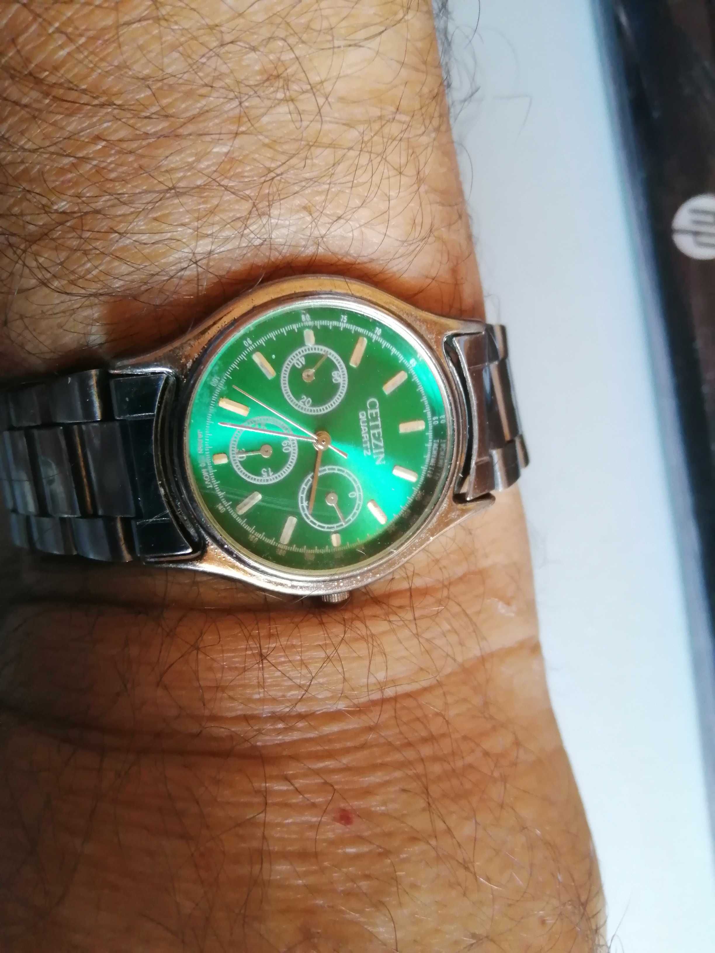 Cetezin Mostrador Verde Suave Bracelete Aco Inoxidavel