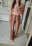 Spodnie damskie Boho Hippie Etno Dzwony We Wzory L/XL na gumce
