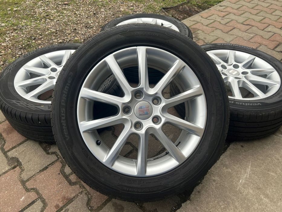 KOŁA FELGI ALU SEAT LEON 16 5X112 OPONY LATO HANKOOK 205/55R16 205/55/16