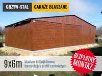 Duży Garaż Blaszany w kolorze ORZECH - Wiata , Magazyn - GrzywStal