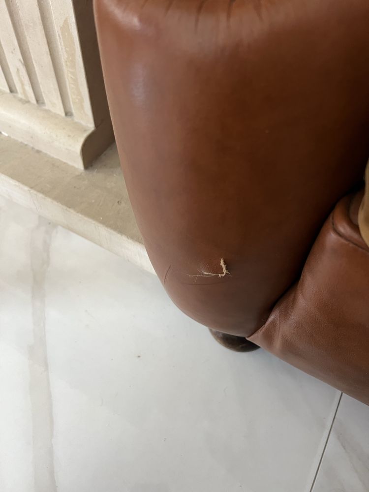 Cadeirão clássico em cabedal com apoio de pés