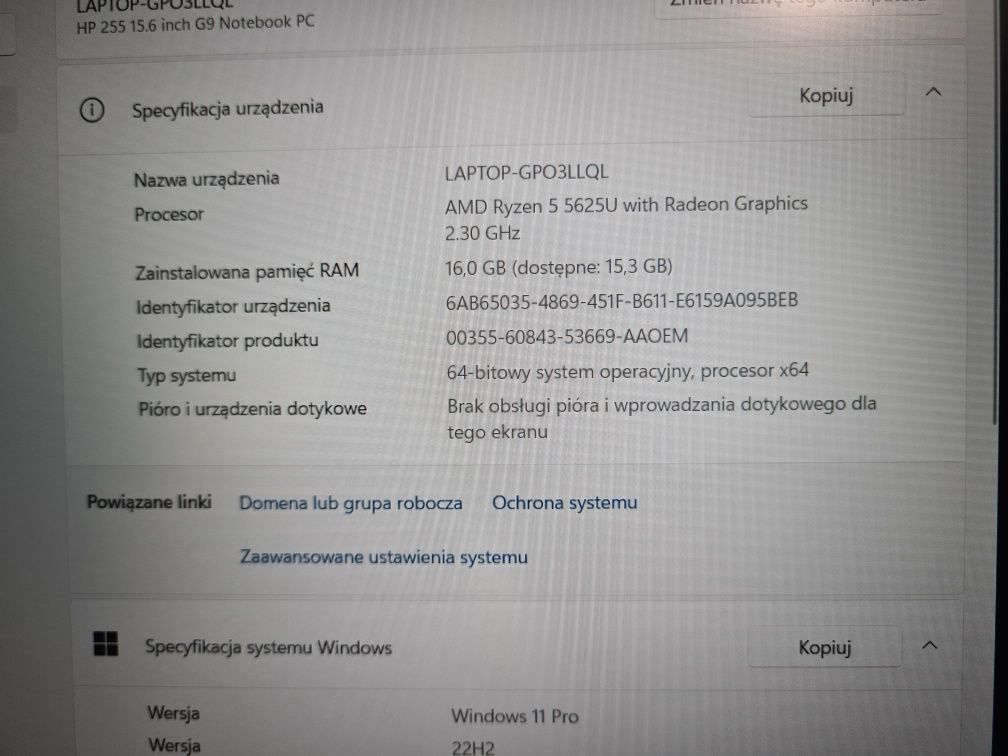 LAPTOP HP 255 15.6 G9