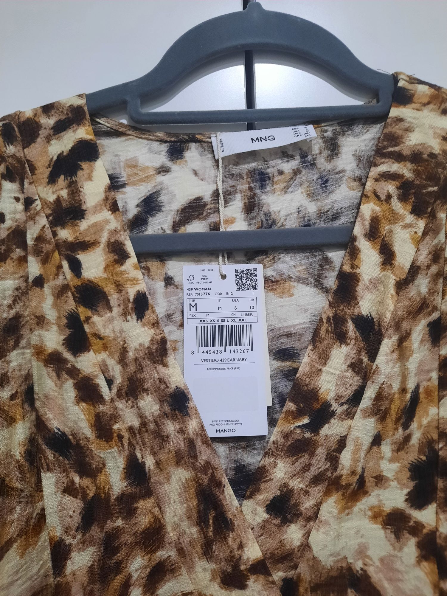 Vestido curto estampado Tam.M da Mango NOVO (com etiqueta)