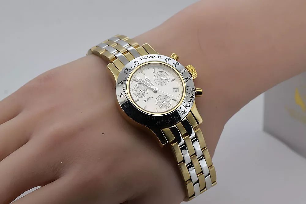 Ciekawy złoty 14K zegarek męski dwukolorowy Włoski mw068yw Gdańsk